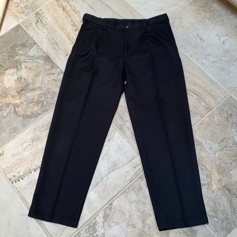 Haggar slacks with flexible waistband.